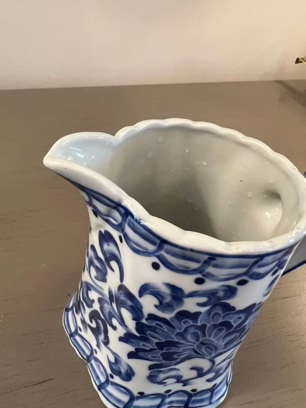 Andrea By Sadek Blue Mum Creamer Ceramic Blue & White Small Pitcher Vintage